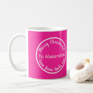 Christmas Love From Santa Personalised Hot Pink Coffee Mug
