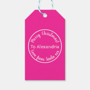 Christmas Love From Santa Personalised Hot Pink Gift Tags