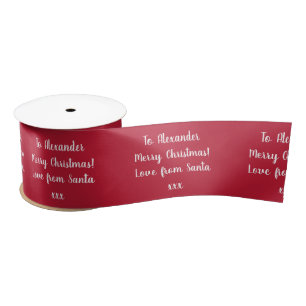 Christmas Love From Santa Personalised Red Satin Ribbon