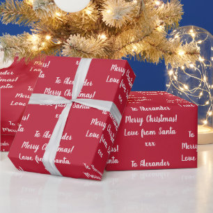 Christmas Love From Santa Personalised Red Wrapping Paper