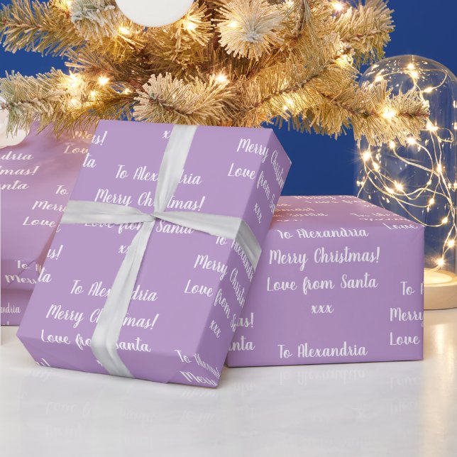 Christmas Love From Santa Purple Lilac Wrapping Paper (Holidays)