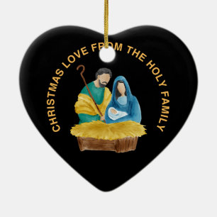 CHRISTMAS LOVE FROM THE HOLY FAMILY CERAMIC TREE DECORATION
