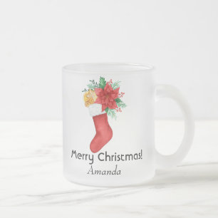 Christmas love frosted glass coffee mug