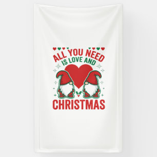 Christmas Love Heart Santa Gnome Design Banner