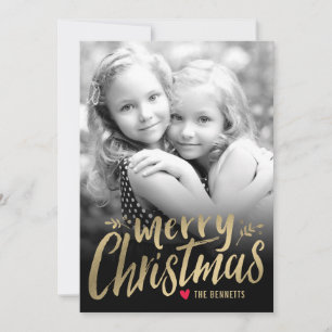 Christmas Love Holiday Photo Card Gold
