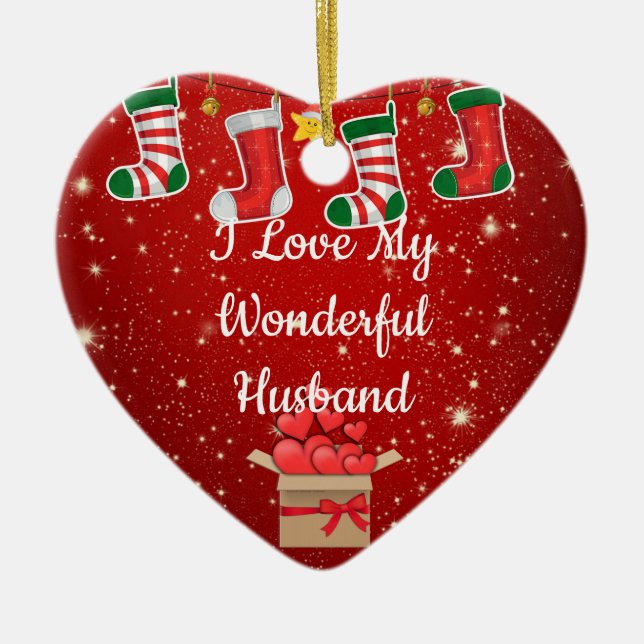 Christmas Love Husband Ceramic Tree Decoration (Front)