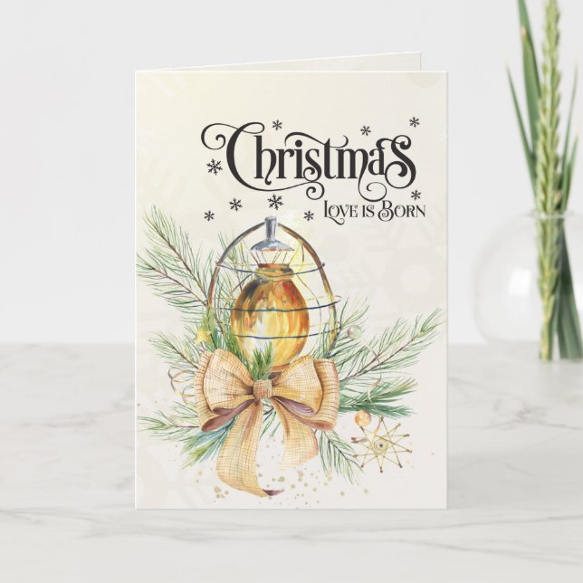 Christmas Love is Born John 3:16 Holiday Card (Front)