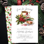 Christmas Love Is Brewing Bridal Shower Invitation<br><div class="desc">This charming invitation features a watercolor drawing of a cup of coffee and dessert with beautiful holly and berries. The words "love is brewing" are written in a modern script font. It's the perfect way to invite your friends and family to celebrate the bride-to-be with a winter theme baby shower....</div>