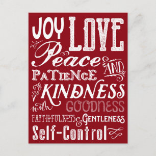 Christmas Love Joy Fruit of the Spirit Typography Holiday Postcard