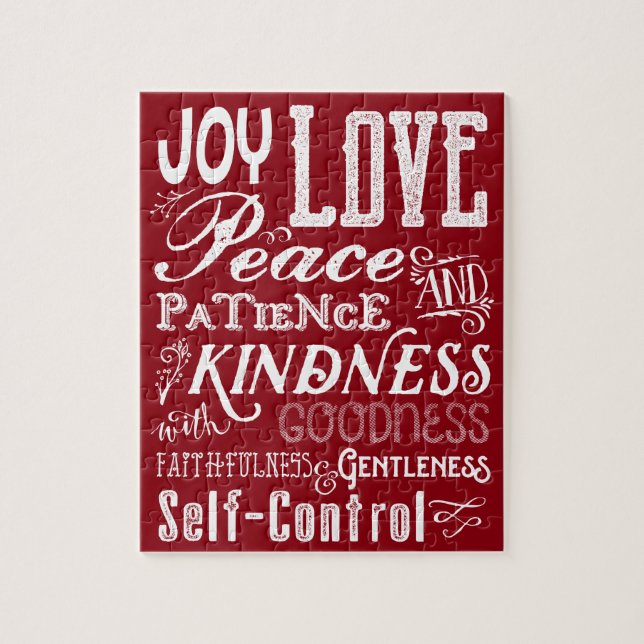 Christmas Love Joy Fruit of the Spirit Typography Jigsaw Puzzle (Vertical)