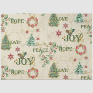 Christmas Love Joy Peace Hope Watercolor Decoupage Tissue Paper