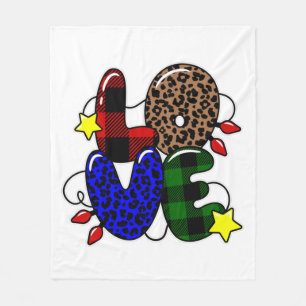 christmas love leopard animal print fleece blanket