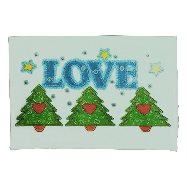 Christmas LOVE Pillowcases, Standard Size Pillowcase (Front-Left)