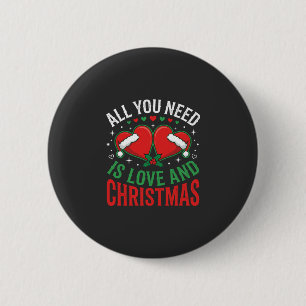 Christmas Love Santa Hat Typography 6 Cm Round Badge