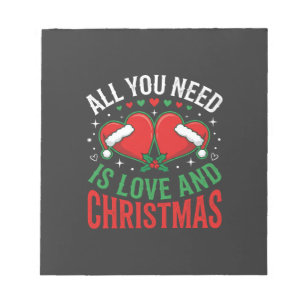 Christmas Love Santa Hat Typography Notepad