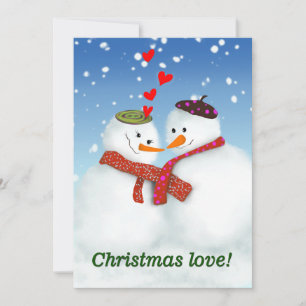 Christmas love snowman holiday card