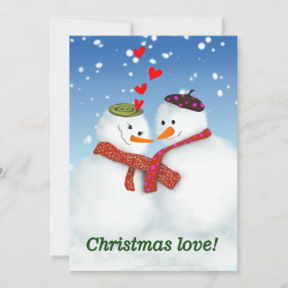 Christmas love snowman holiday card