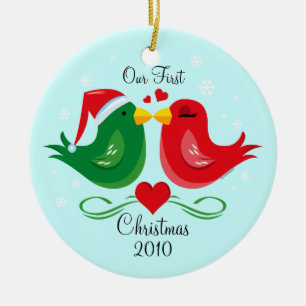 Christmas Lovebirds 1st Christmas Ornament