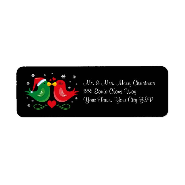 Christmas Lovebirds Personalised Label (Front)