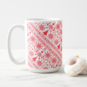 Christmas Lover Cross Pattern Sampler Design Coffee Mug