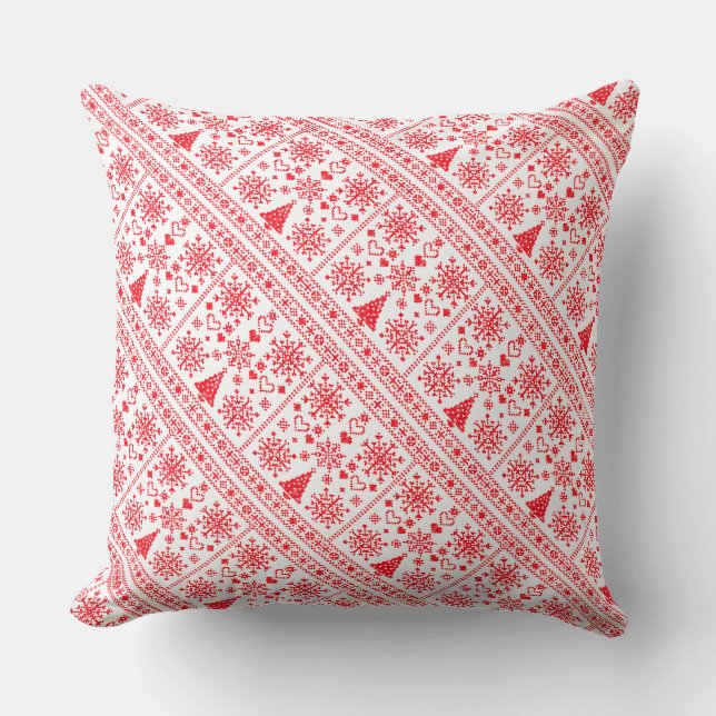 Christmas Lover Cross Pattern Sampler Design Cushion (Front)