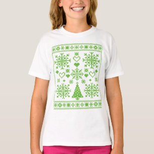 Christmas Lover Cross Pattern Sampler Design T-Shirt