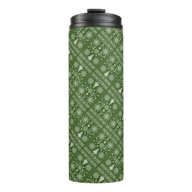 Christmas Lover Cross Pattern Sampler Design Thermal Tumbler (Front)