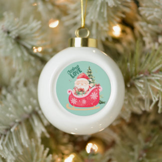 Christmas Lover | Santa Sleigh Holiday Magic Ceramic Ball Christmas Ornament