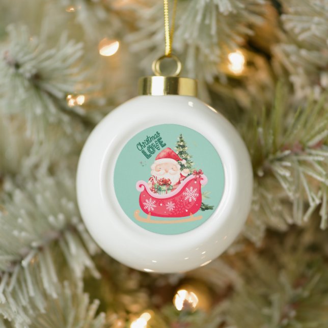 Christmas Lover | Santa Sleigh Holiday Magic Ceramic Ball Christmas Ornament (Tree)