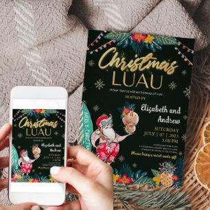 Christmas Luau Tropical Santa Invitation Card