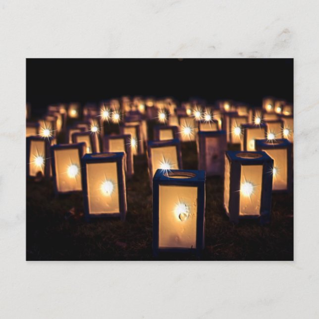 Christmas Luminaries at Night Holiday Postcard (Front)