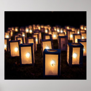 Christmas Luminaries at Night Poster