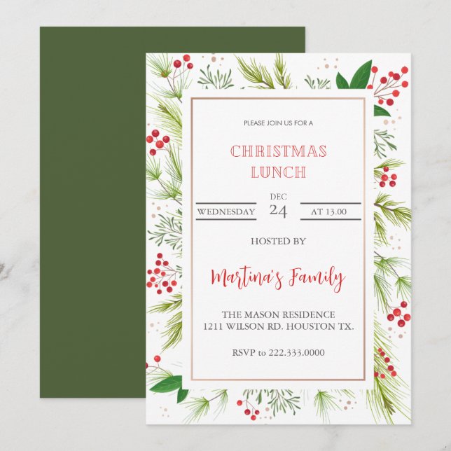 Christmas Lunch Invitations Christmas Party (Front/Back)