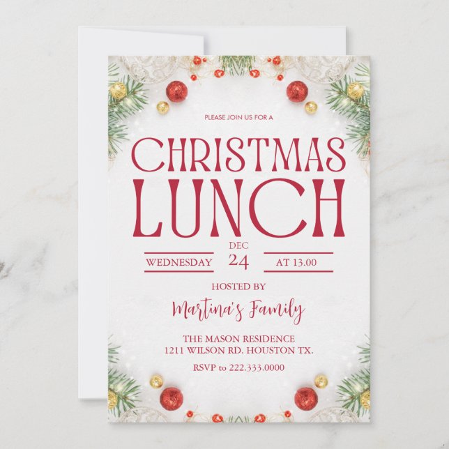 Christmas Lunch Invitations Holiday Party (Front)