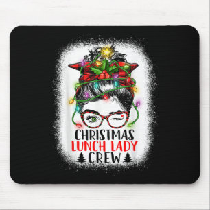Christmas Lunch Lady Crew Messy Bun Women Christma Mouse Mat