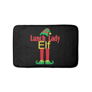 Christmas Lunch Lady Elf With Hat & Feet Holiday G Bath Mat