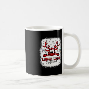 Christmas Lunch Lady Squad Reinder Buffalo Plaid X Coffee Mug