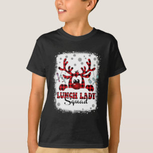Christmas Lunch Lady Squad Reinder Buffalo Plaid X T-Shirt