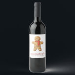 Christmas Lunch Watercolor Gingerbread Man Wine Label<br><div class="desc">Design is composed of watercolor gingerbread man

Available here:
http://www.zazzle.com/store/selectpartysupplies</div>