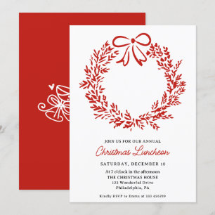 Christmas Luncheon Fancy Wreath Holiday Invitation