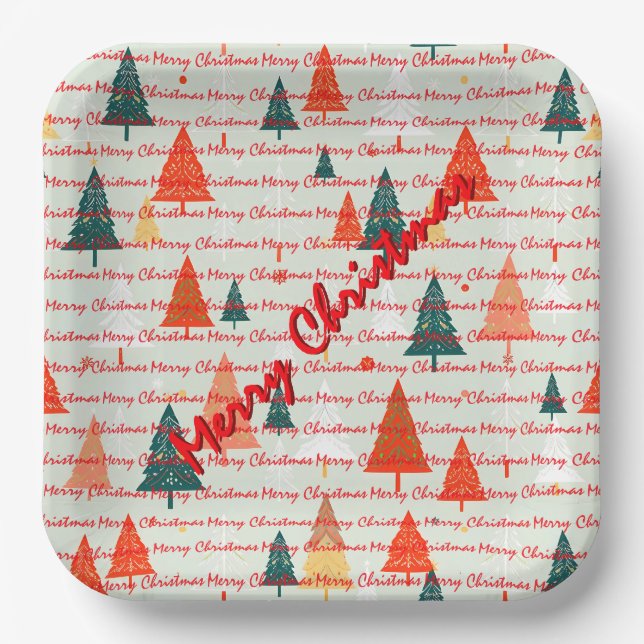 Christmas Luxury Christmas Trees Festive Paper Plate (Front)