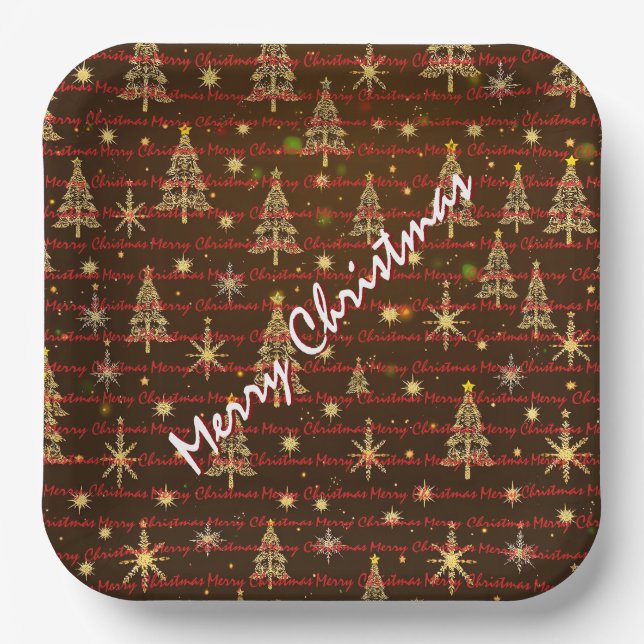 Christmas Luxury Christmas Trees Festive Paper Plate (Front)