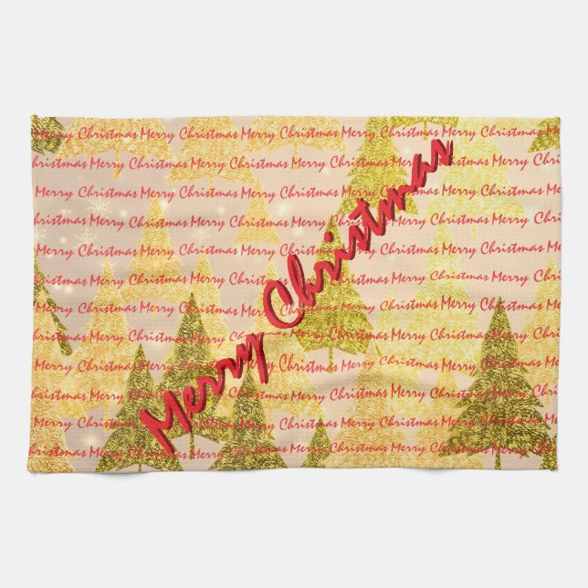 Christmas Luxury Christmas Trees Festive Tea Towel (Horizontal)