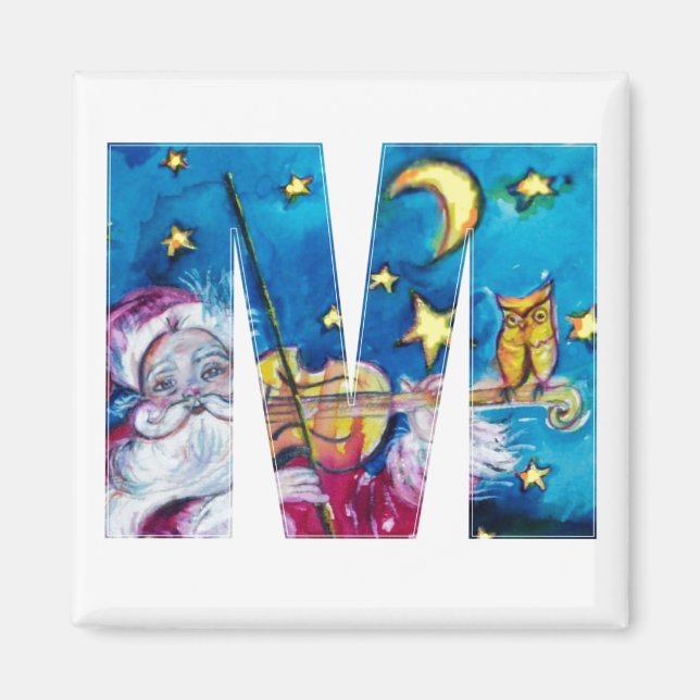 CHRISTMAS M LETTER / INSPIRED SANTA MONOGRAM MAGNET (Front)