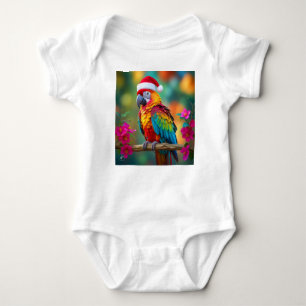 Christmas Macaw Wearing A Santa Hat-56483 Baby Bodysuit