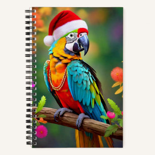 Christmas Macaw Wearing A Santa Hat-56485 Notebook