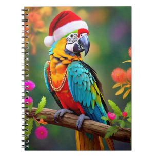 Christmas Macaw Wearing A Santa Hat-56485 Notebook