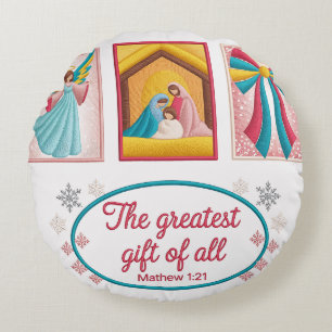 Christmas Machine Embroidery Design – Angel,  Round Cushion
