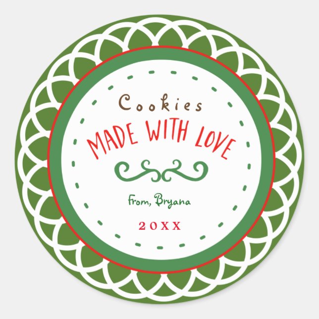 Christmas "Made With Love" Holiday Gift Sticker (Front)