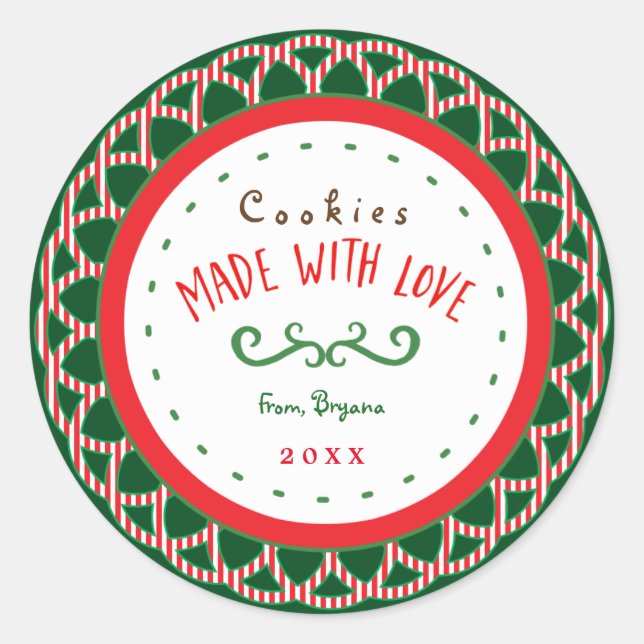 Christmas "Made With Love" Holiday Gift Sticker (Front)